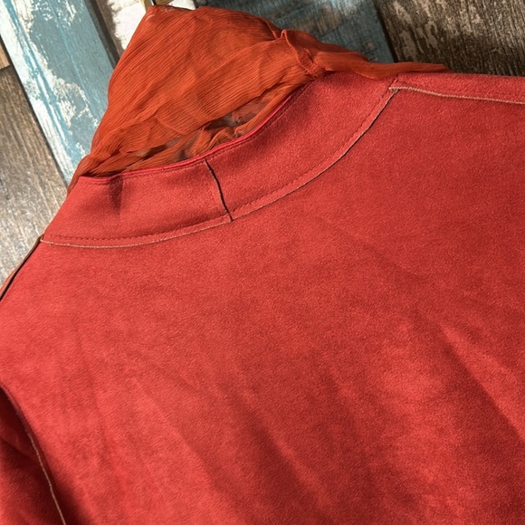 Medium heavy artsy removable scarf soft brushed long jacket top - Picture 14 of 16